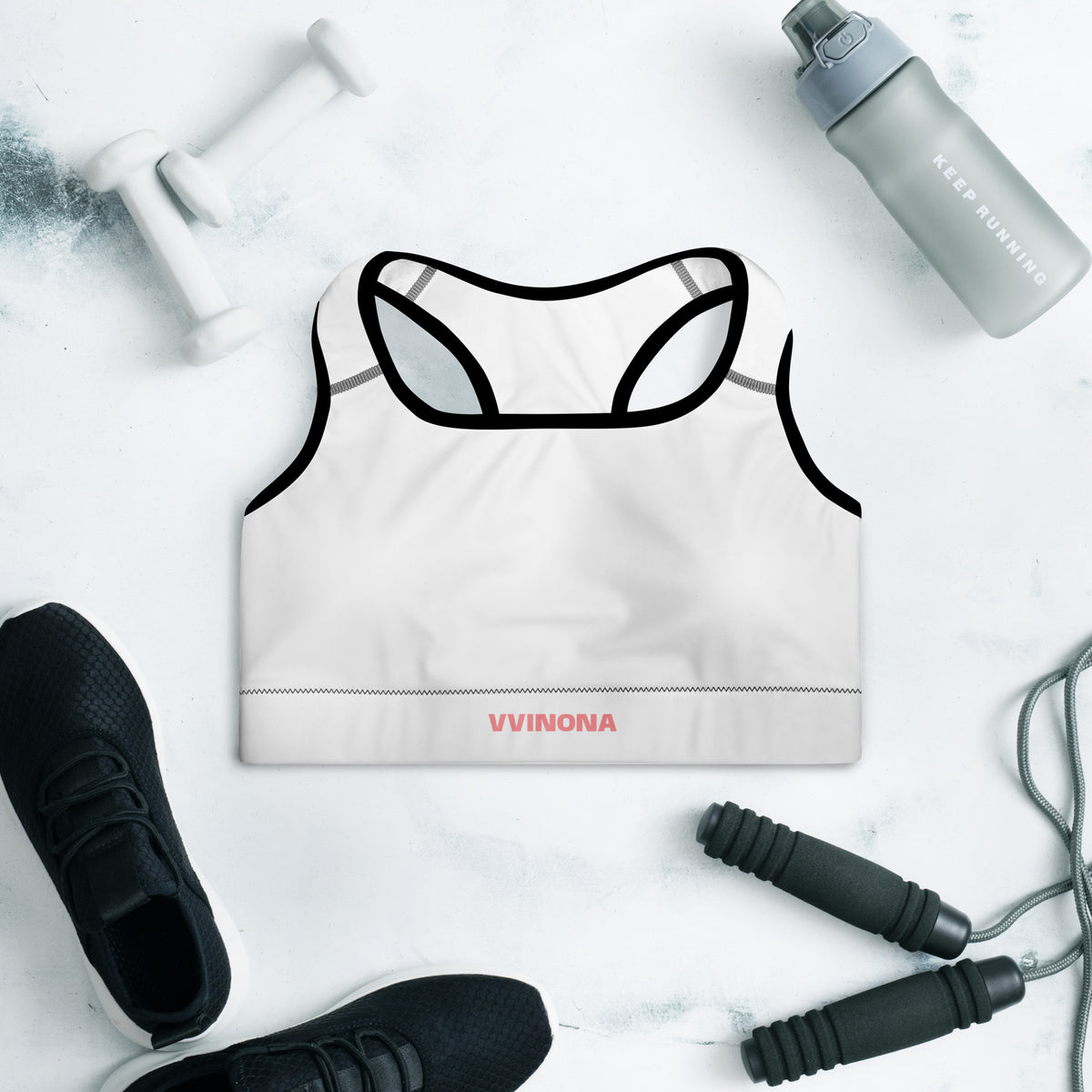 VVINONA Padded Sports Bra in black – front view