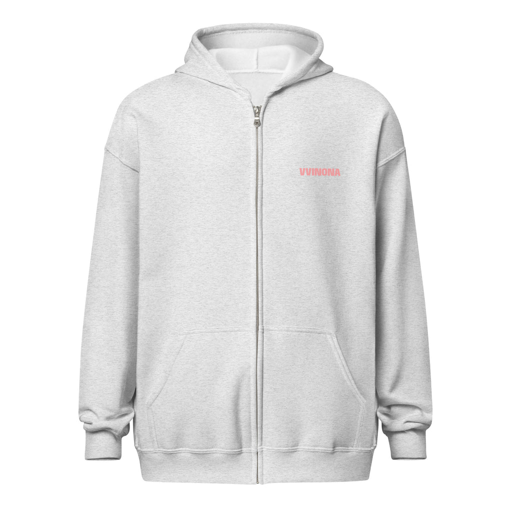 VVINONA Unisex Zip Hoodie in ash – front view