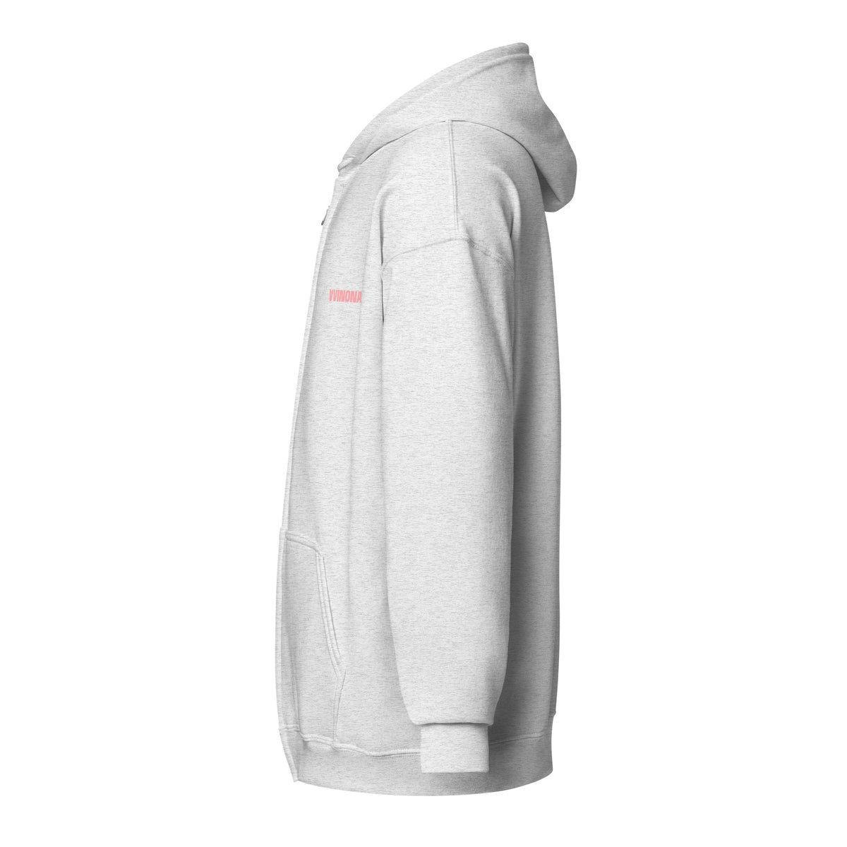 VVINONA Unisex Zip Hoodie in ash – left side view