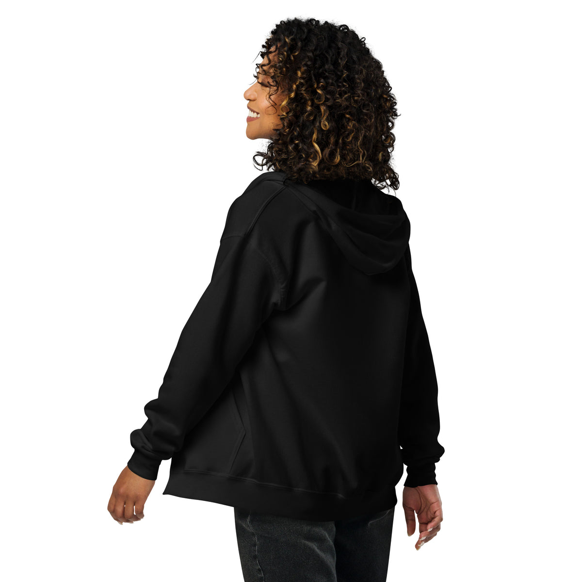 VVINONA Unisex Zip Hoodie in black – back view