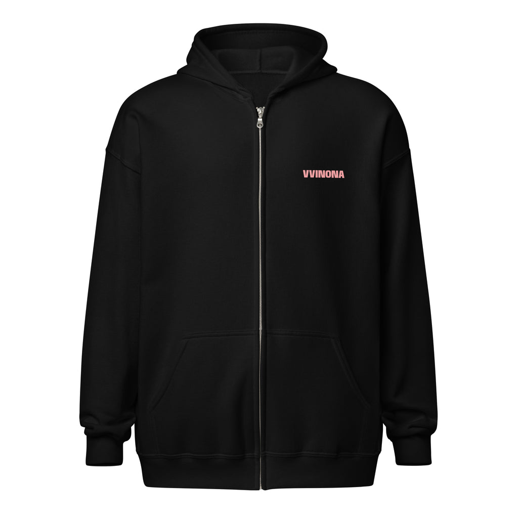 VVINONA Unisex Zip Hoodie in black – front view