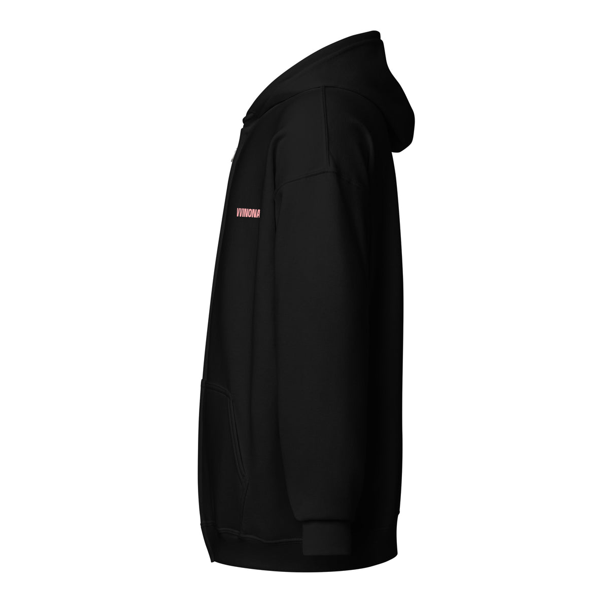 VVINONA Unisex Zip Hoodie in black – left side view