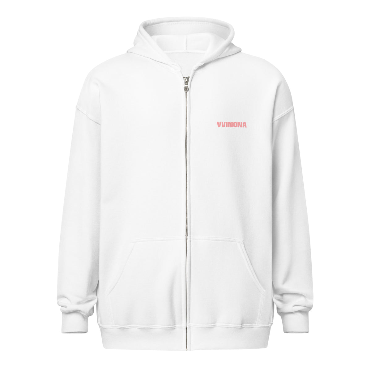 VVINONA Unisex Zip Hoodie in white – front view