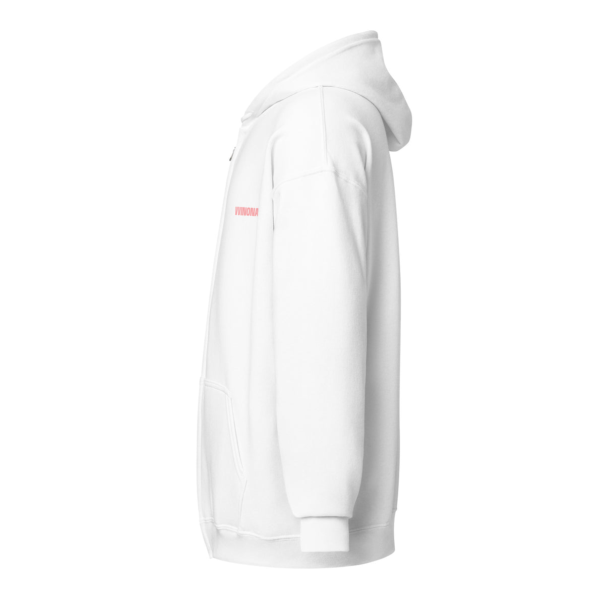 VVINONA Unisex Zip Hoodie in white – left side view