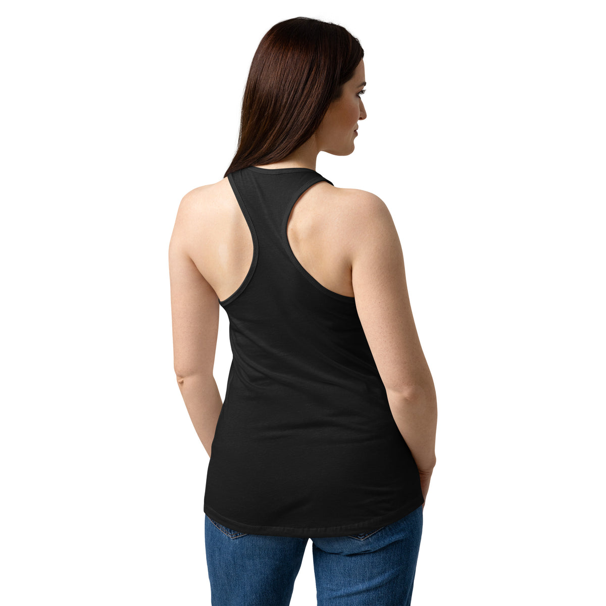 VVINONA Women's Fitted Racerback Tank in black – back view