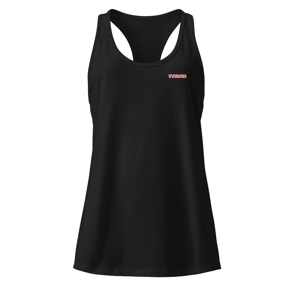 VVINONA Women's Fitted Racerback Tank in black – front view