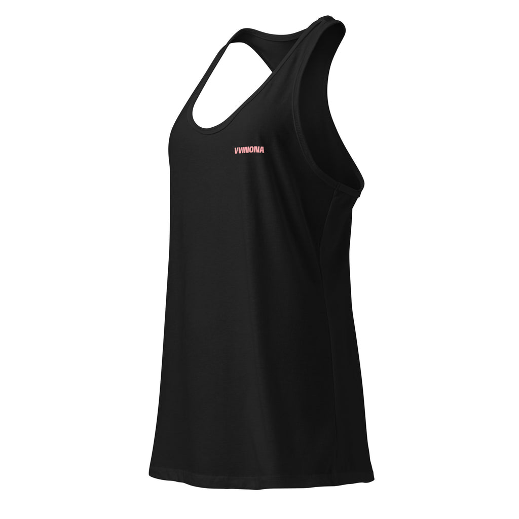 VVINONA Women's Fitted Racerback Tank in black – front left view