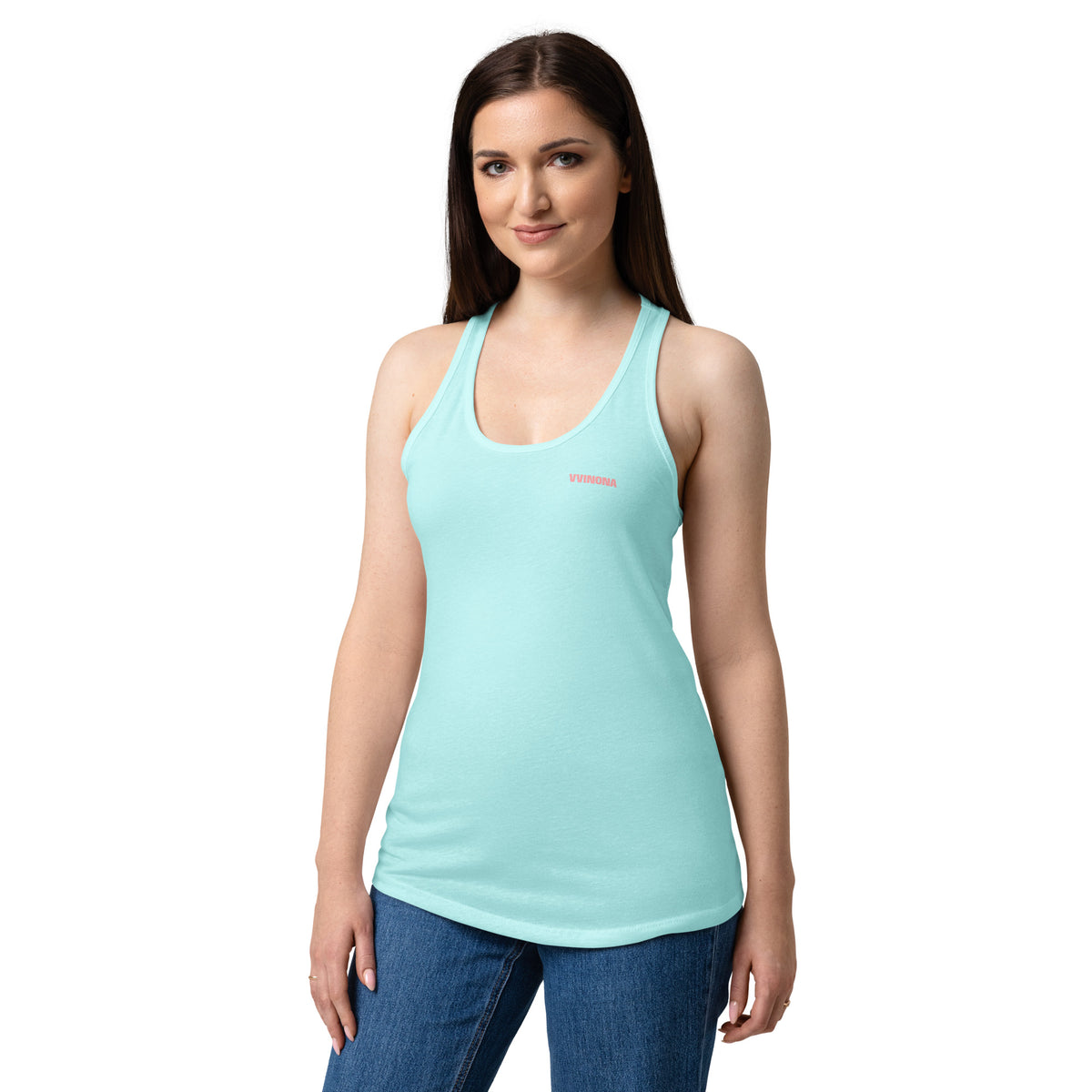 VVINONA Women's Fitted Racerback Tank in cancun – front view