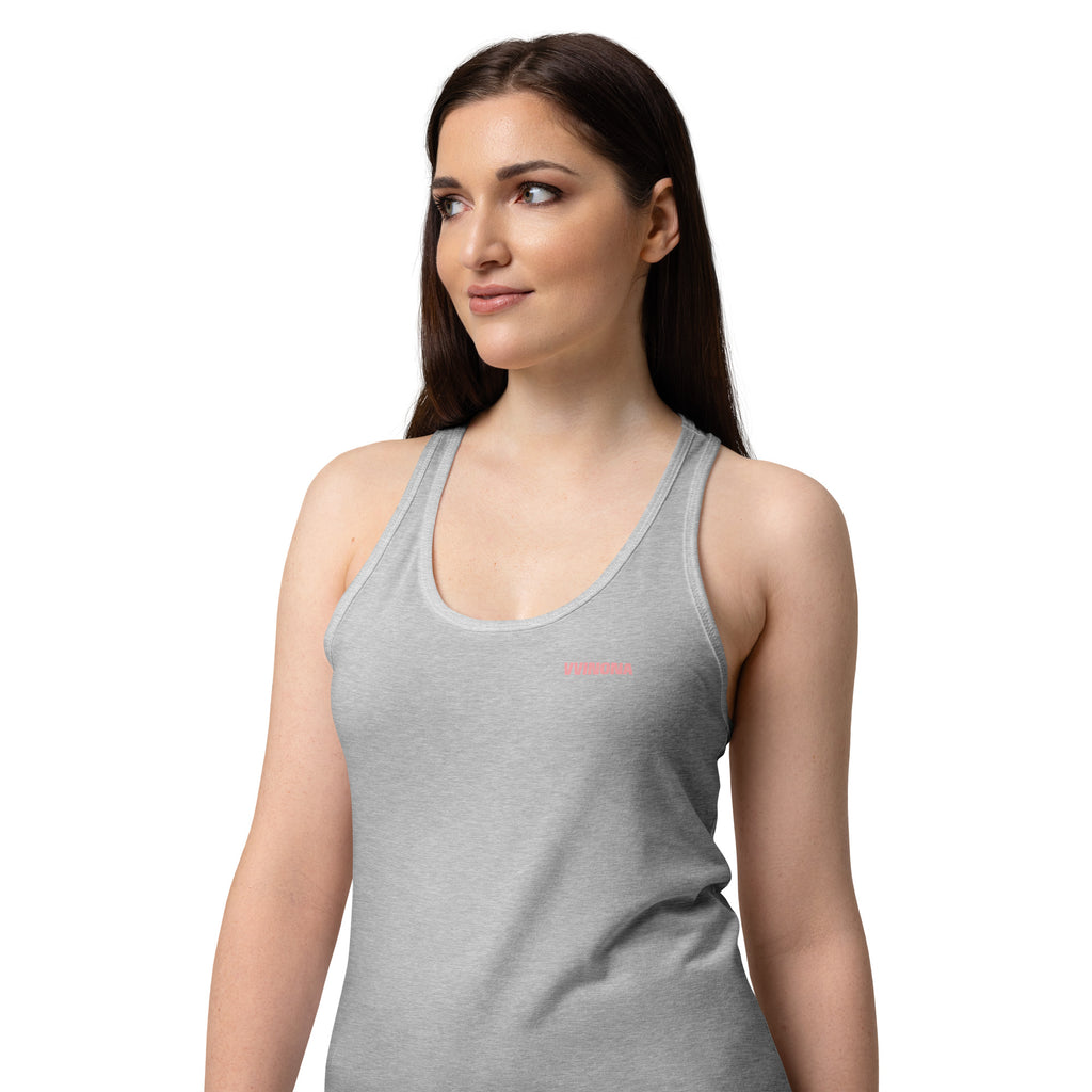 VVINONA Women's Fitted Racerback Tank in heather grey – front view