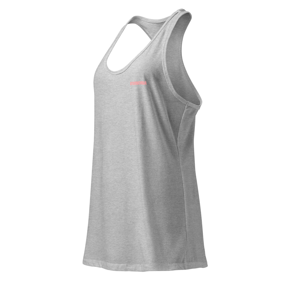 VVINONA Women's Fitted Racerback Tank in heather grey – front left view