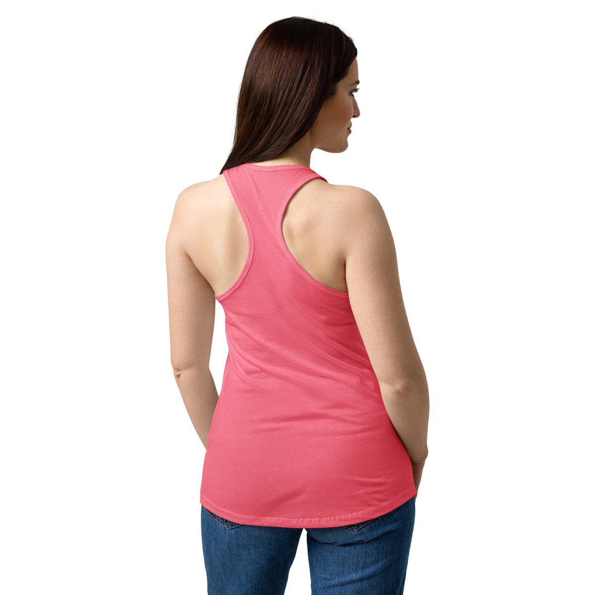 VVINONA Women's Fitted Racerback Tank in hot pink – back view