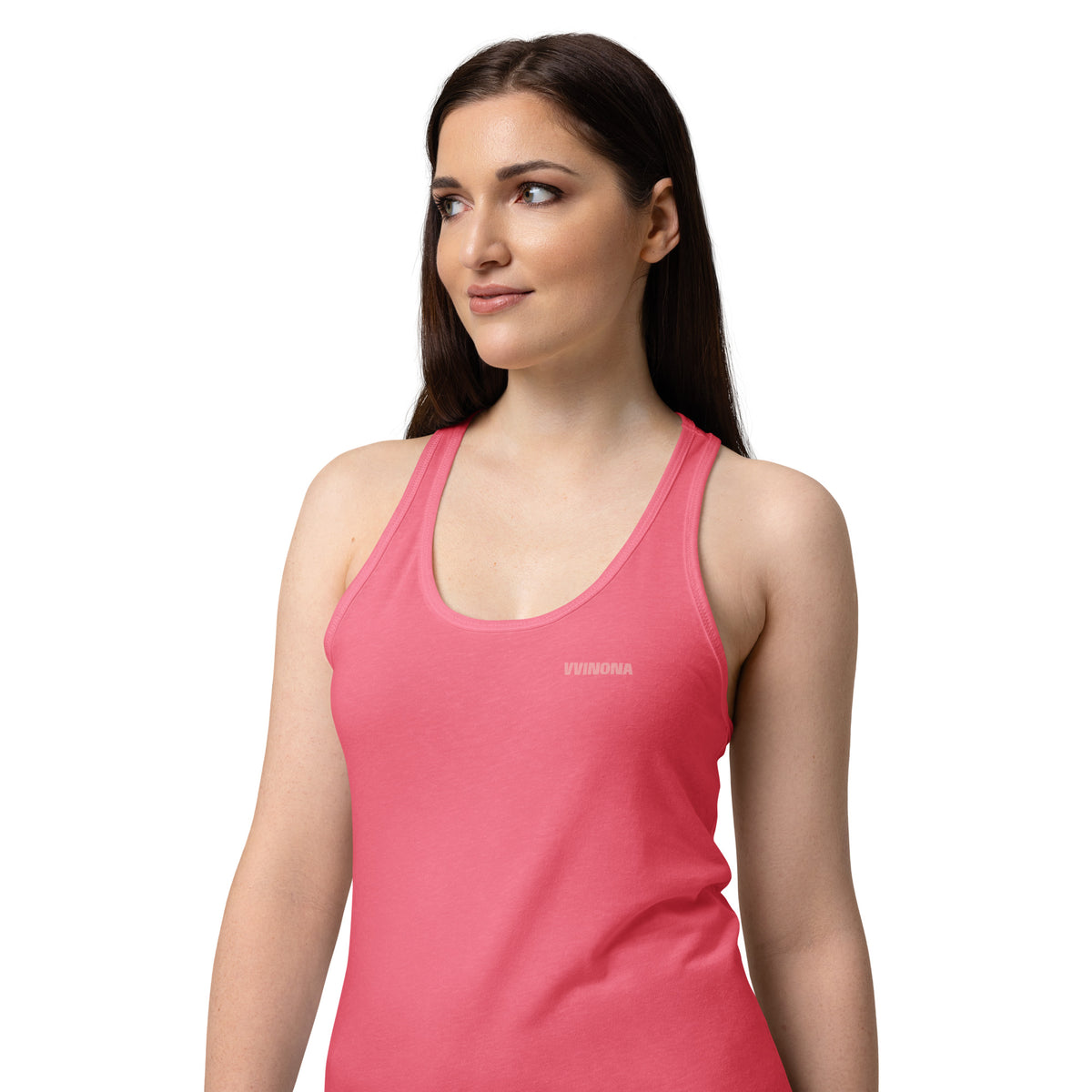 VVINONA Women's Fitted Racerback Tank in hot pink – front view