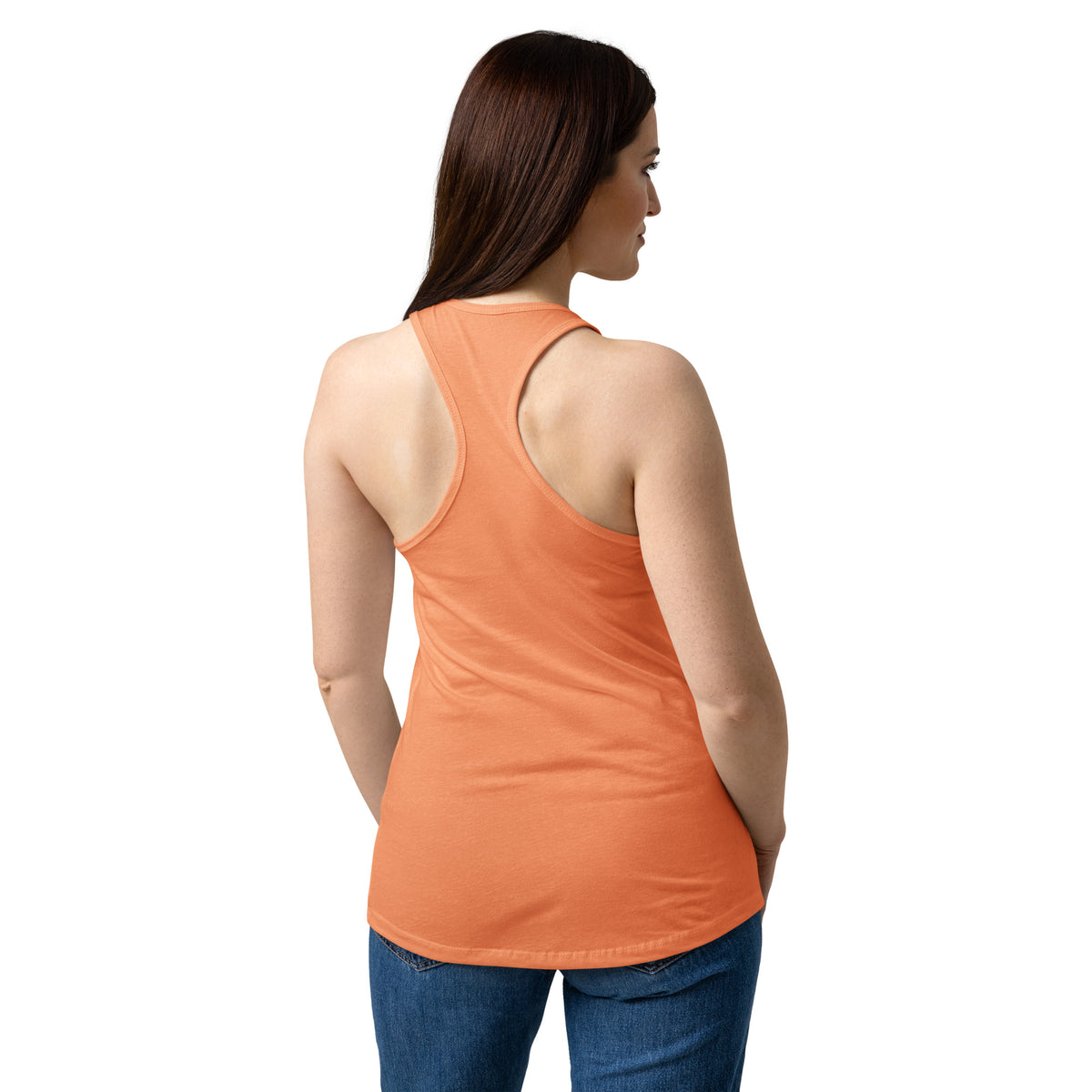 VVINONA Women's Fitted Racerback Tank in light orange – back view