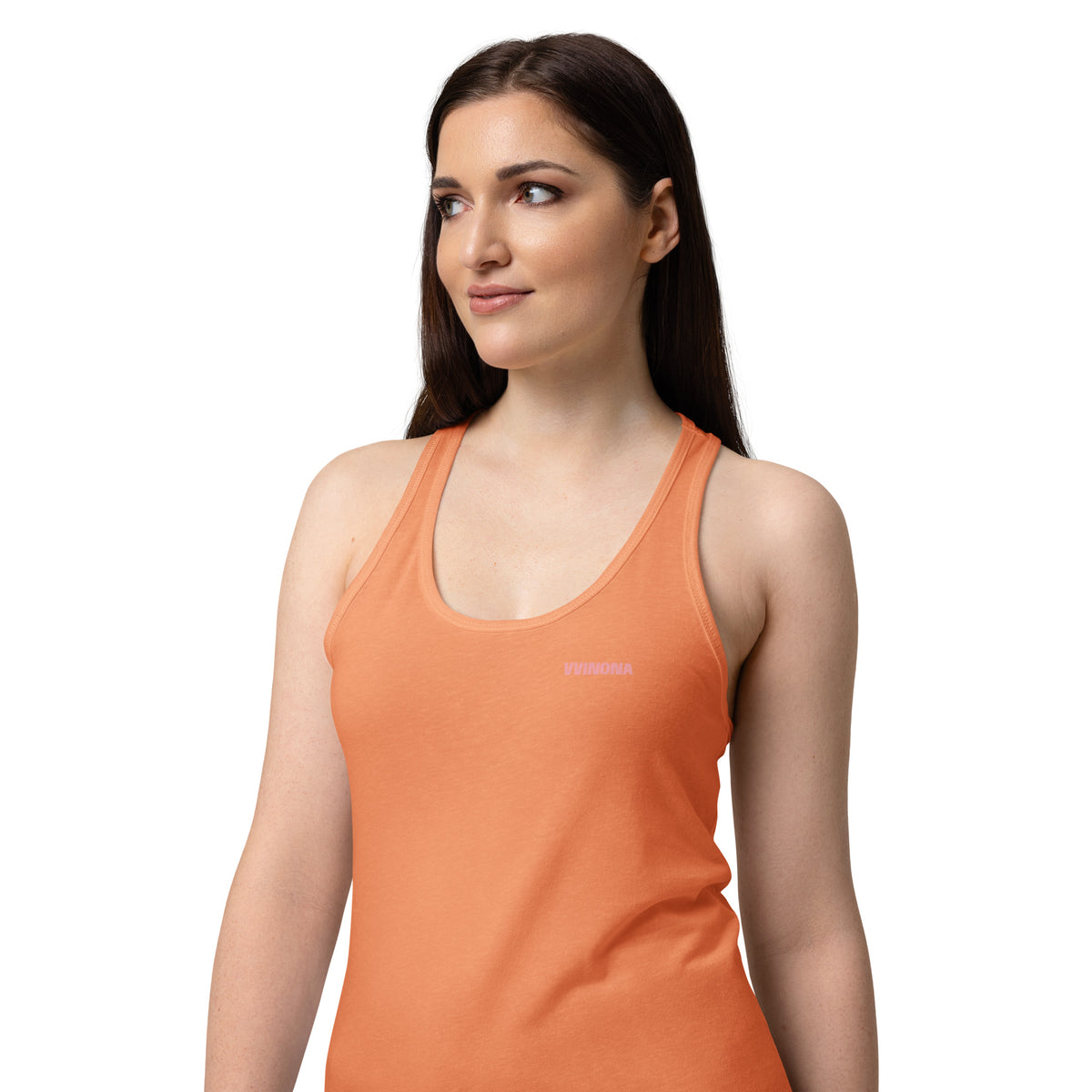 VVINONA Women's Fitted Racerback Tank in light orange – front view