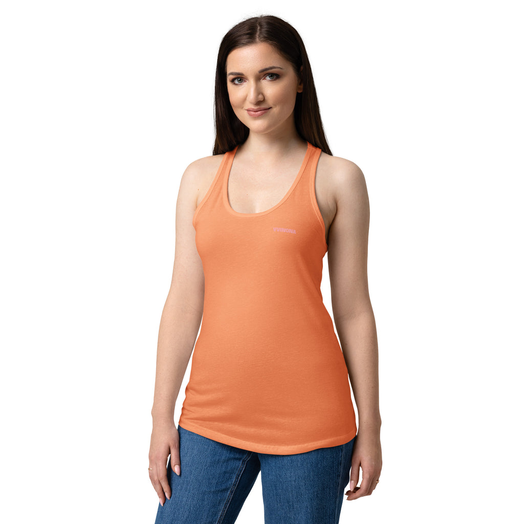 VVINONA Women's Fitted Racerback Tank in light orange – front view