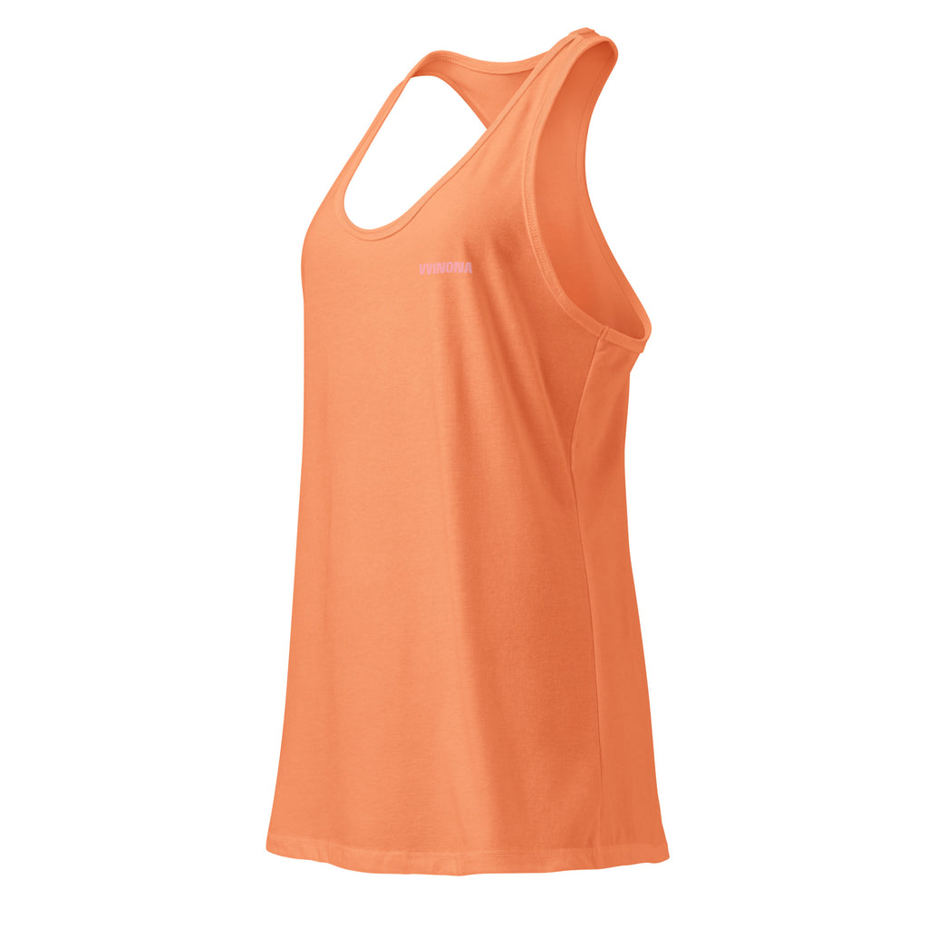 VVINONA Women's Fitted Racerback Tank in light orange – front left view