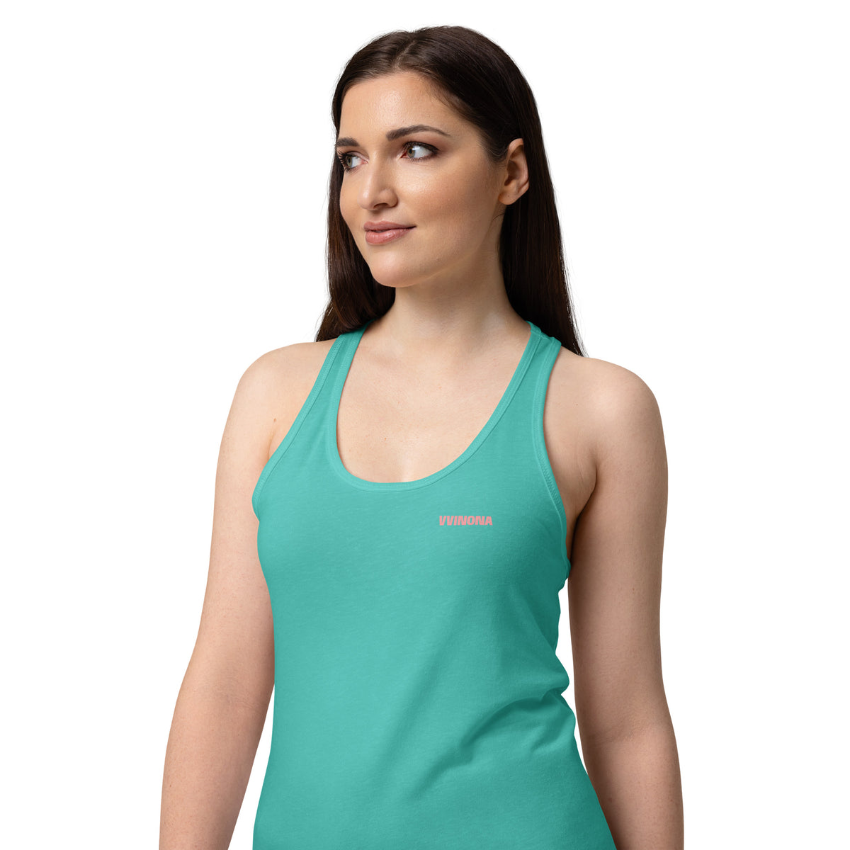 VVINONA Women's Fitted Racerback Tank in tahiti blue – front view