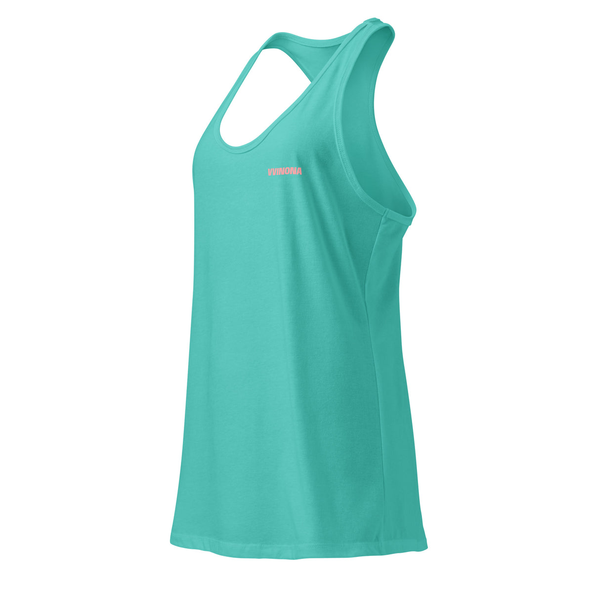 VVINONA Women's Fitted Racerback Tank in tahiti blue – front left view