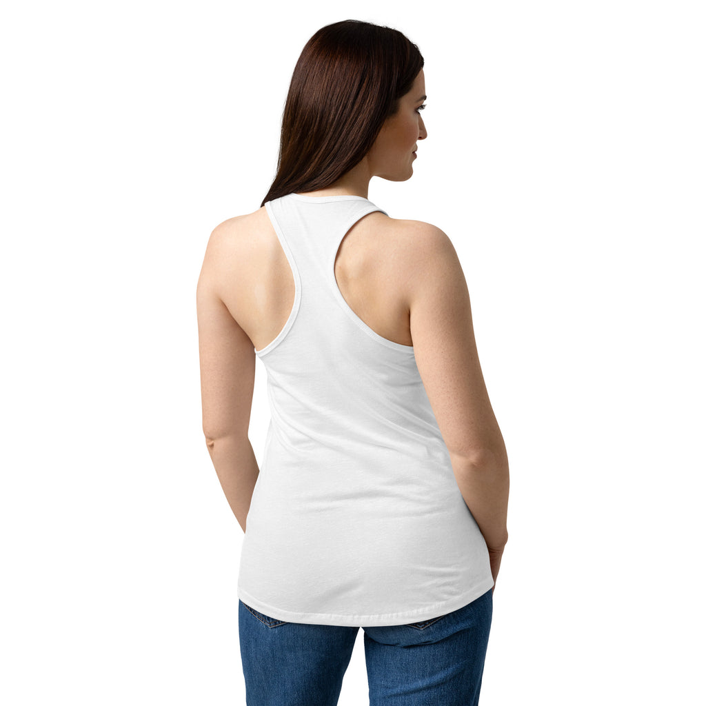 VVINONA Women's Fitted Racerback Tank in white – back view