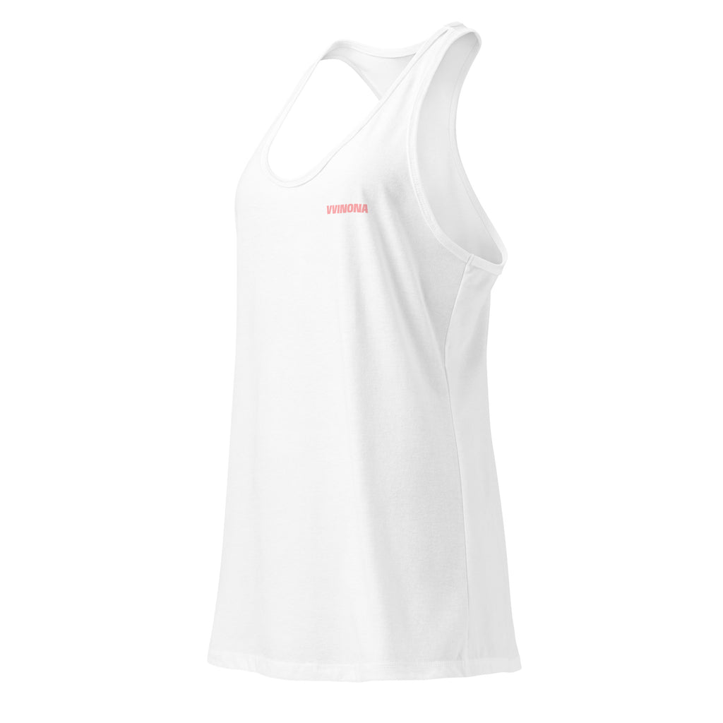 VVINONA Women's Fitted Racerback Tank in white – front left view